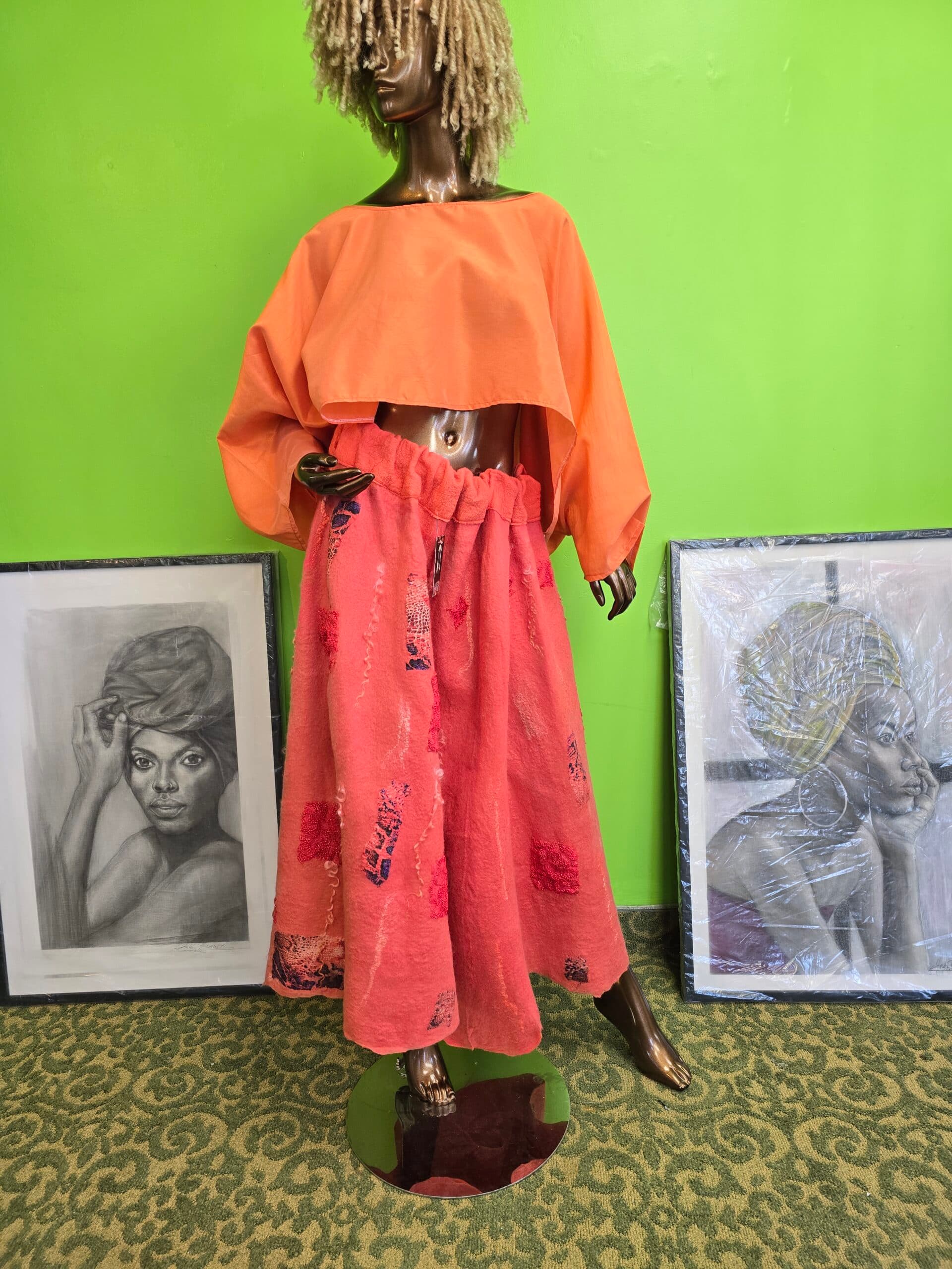 Coral Melange Skirt